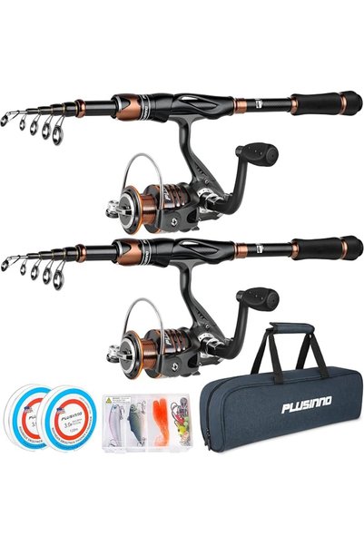 PLUSINNO Fishing Rod and Reel Combos, Bronze Warrior Toray 24-Ton Carbon Matr...