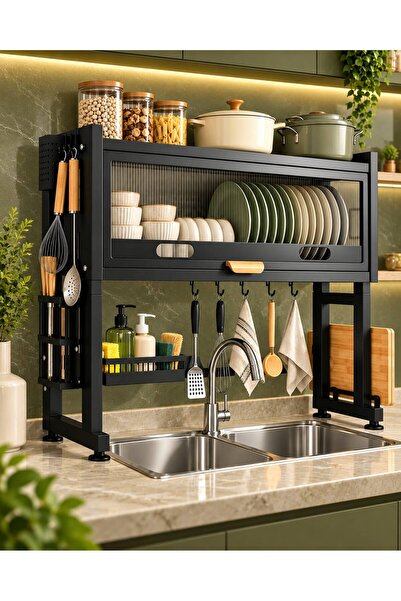 TrentonGCC Over Sink Dish Drying Rack Organizer 82/85 × 28.5 × 69/79 cm with ...