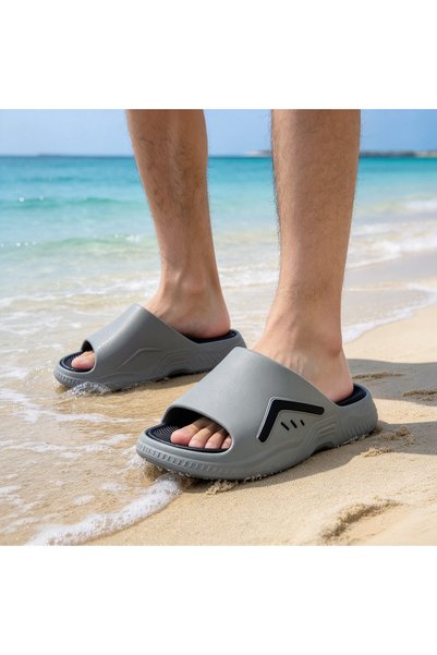 Almajeed Store Men's thick-soled sports slippers, non-slip home and beach sli...