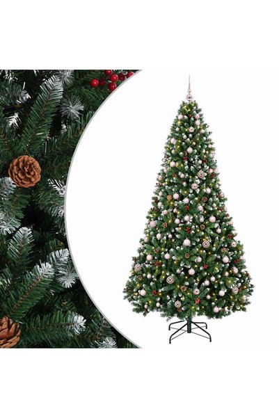 vidaxl Brad de Crăciun artificial, verde, cu globuri 240 cm