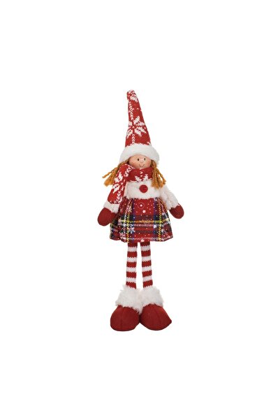 OEM Figurină Decorativa de Crăciun Ingeras cu Rochie Roșie in Carouri 35 cm –...