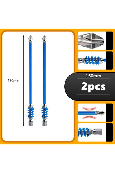 Choice مفك براغي مغناطيسي أزرق (قطعتان) برأس PH2 مضاد للانزلاق بطول 65/70/90/...