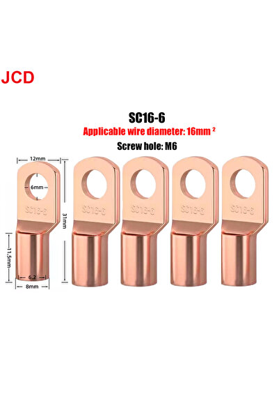 Choice 5pcs SC16-6 JCD 5/10/20pcs Copper Lug Ring Wire Connectors Bare Cable ...