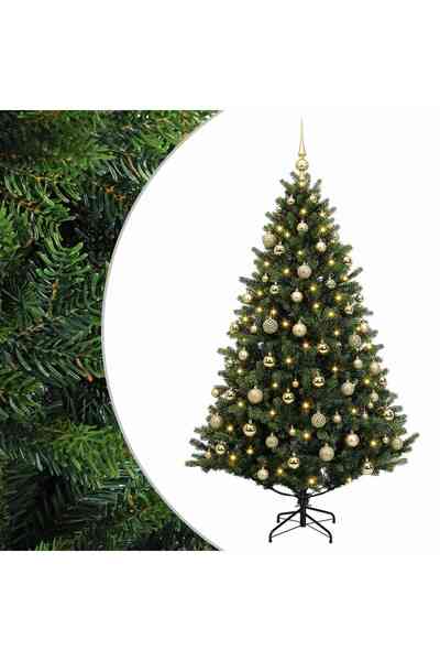vidaxl Brad de Crăciun artificial cu glob 240 cm 300 LED-uri Alb cald