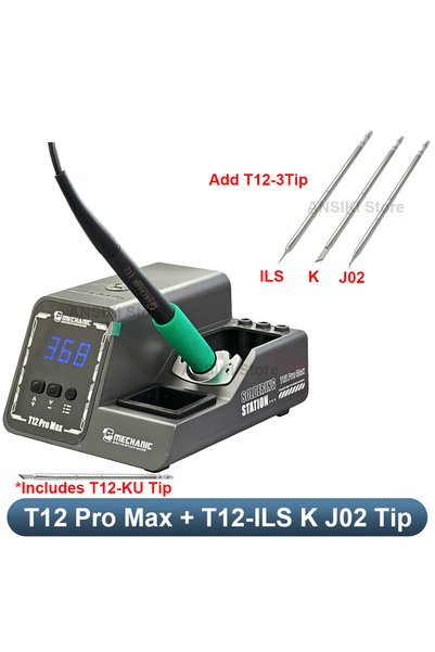 Choice UK PIug Add T12-ILS K J02Tip MECHANIC T12Pro Max T12 Soldering Station...