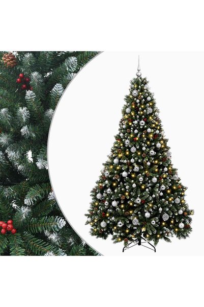 vidaxl Brad de Crăciun artificial verde cu globuri 240 cm 300 LED-uri