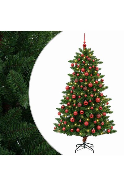 vidaxl Brad de Crăciun artificial cu globuri 240 cm 300 LED-uri
