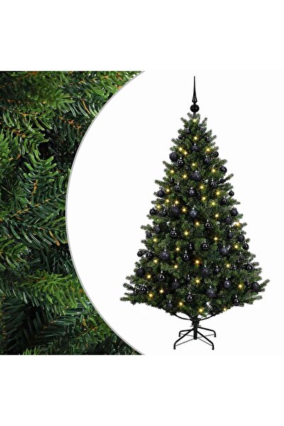 vidaxl Brad de Crăciun artificial cu globuri 240 cm 300 LED-uri