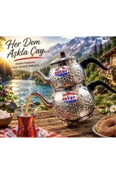 Yıldız çelik Askur alüminyum desenli çaydanlık 2 no