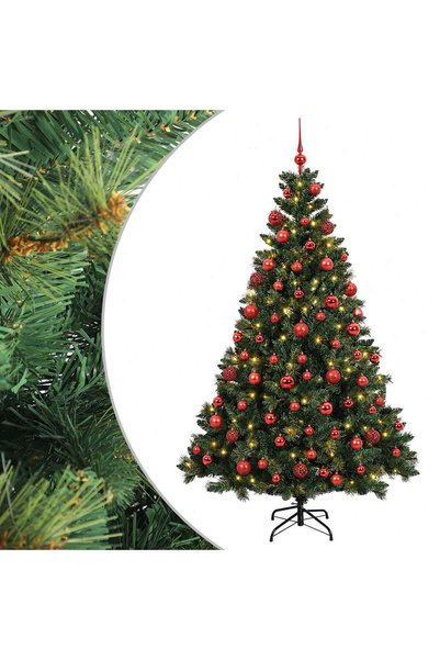 vidaxl Brad de Crăciun artificial cu globuri 240 cm 300 LED-uri