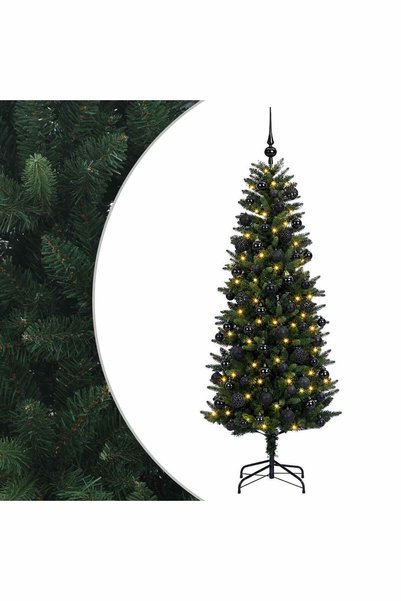 vidaxl Brad de Crăciun artificial cu globuri 240 cm 300 LED-uri