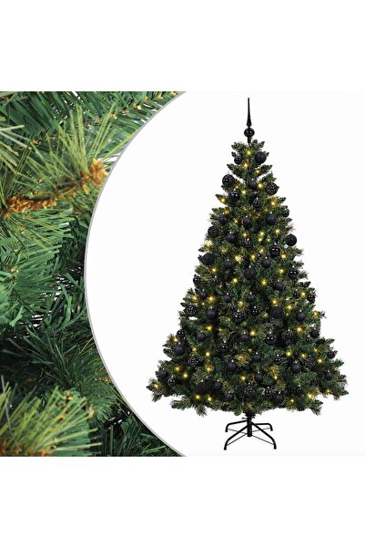 vidaxl Brad de Crăciun artificial cu globuri 240 cm 300 LED-uri