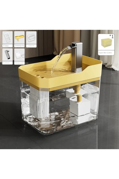 Choice 1.5L L YELLOW Cat Water Fountain Auto Filter Transparent Cat Drinker U...