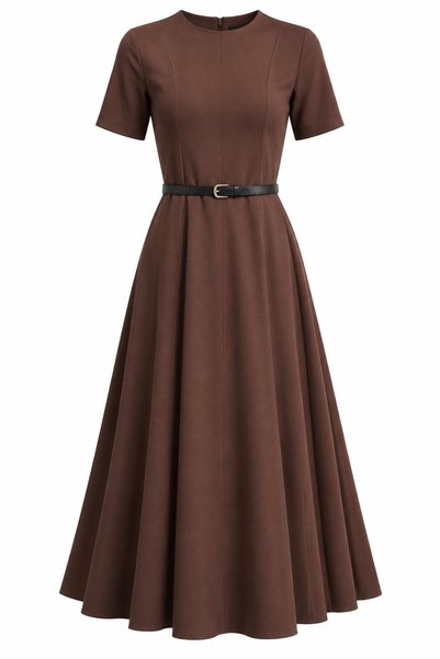Laluvia Rochie maro cu mânecă scurtă - 2y261013
