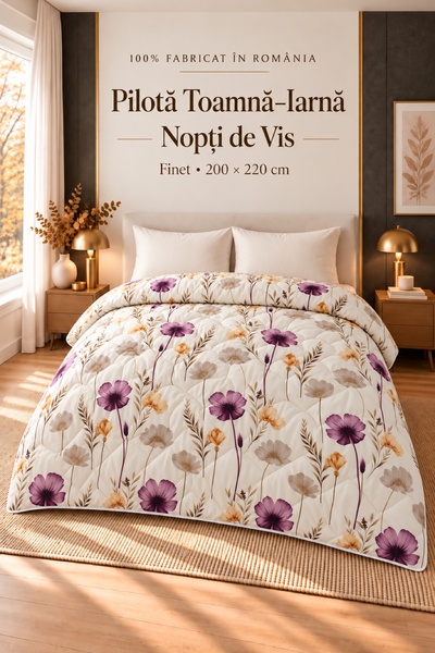 Generic Autumn-Winter Duvet Nopți de Vis, 200 x 220 cm, purple and gold