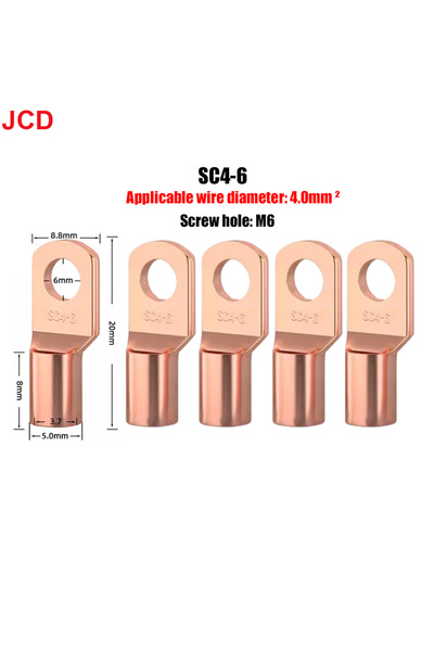 Choice 5pcs SC4-6 JCD 5/10/20pcs Copper Lug Ring Wire Connectors Bare Cable E...