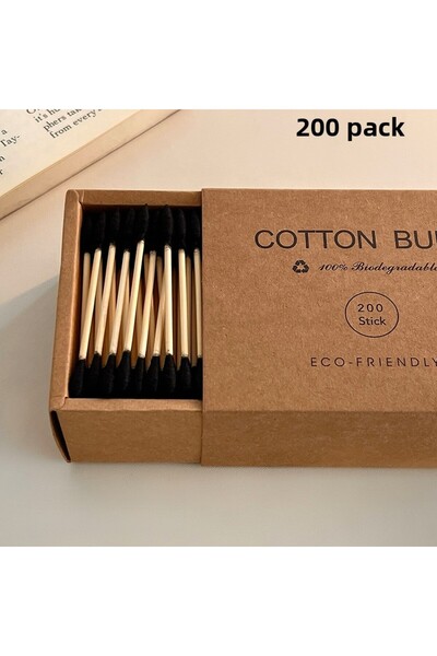 Choice Z0050 1 Box 200Pcs Bamboo Cotton Swabs Biodegradable Multi‑Color Cotto...