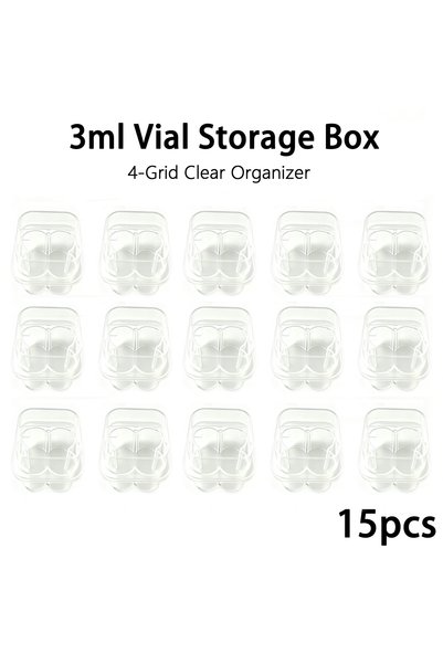 Choice 15pack 15/10/5 Packs 4 Slots Clear Plastic Vial Storage Box Dustproof ...
