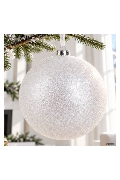 OEM GLOB ALB 20 cm IRIZAT de Crăciun – Decor Festiv pentru Brad
