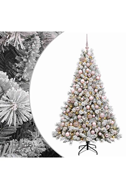 vidaxl Brad de Crăciun artificial cu globuri 240 cm 300 LED-uri