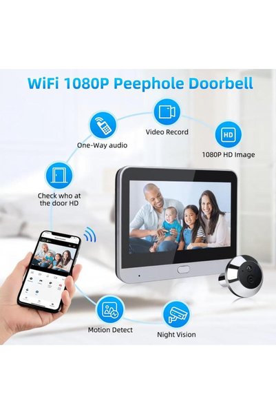 Choice كاميرا باب ذكية بدون قابس من Alexa Door Cam 1 Tuya، كاميرا ثقب الباب ا...
