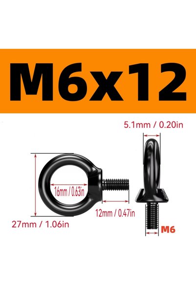 Choice FH580-M6-2Pcs مسامير رفع بحلقات من الفولاذ المقاوم للصدأ 304، سوداء، ش...