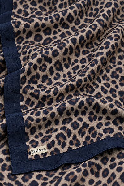 SilkTouch Navy Blue Leopard Pattern Shawl