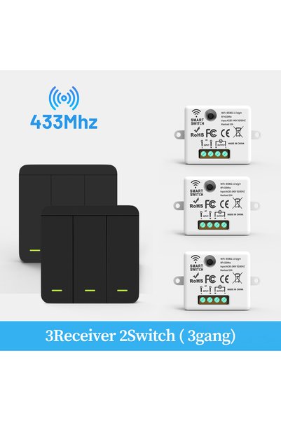 Choice 110-240V 3 Receiver 2 Switch Wireless ON OFF Switch RF433 Module Remot...