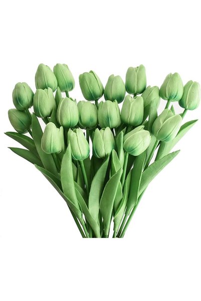 GENERAL 20pcs Artificial Tulips Flowers Fake Faux PU Tulip Bouquet Real Touch...