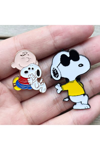 BANDAI 2pcs Brooches Anime Snoopy Brooch Set with Puppy Enamel Pins - 2/4/6pc...