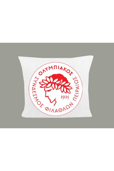 Photoretous Διαστάσεις Μαξιλαριού 40x40εκ. Ολυμπιακός Λευκό