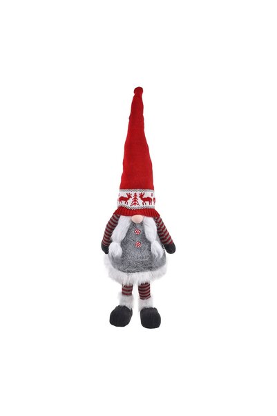 OEM Figurină Decorativa de Crăciun Gnome cu Codite Gri Căciulă Roșie 90 cm – ...