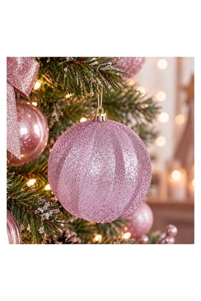 OEM Glob de Crăciun Ondulat Roz cu Glitter Ø10 cm – Atmosferă Festivă pentru ...