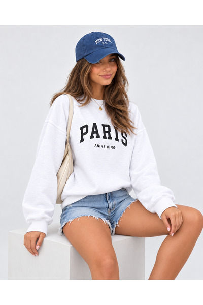 FAVORİST Women's Paris Anine Bind Printed Crew Neck Oversize Sweatshirt