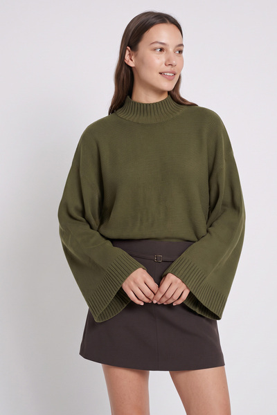 zenne Bat Sleeve Knitwear Sweater T2619 - Khaki