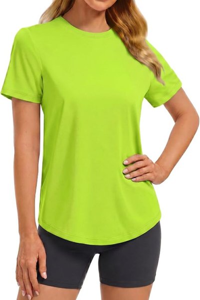 GENERAL PINSPARK Soft Workout Tops for Women Short Sleeve Crewneck Basic Tee ...