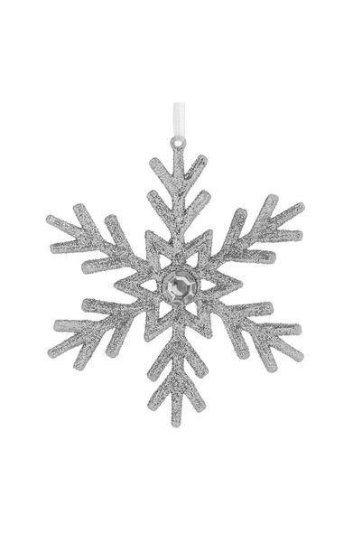 OEM Ornament Brad de Crăciun Fulg Argintiu cu Glitter și Strass 10 cm – Decor...