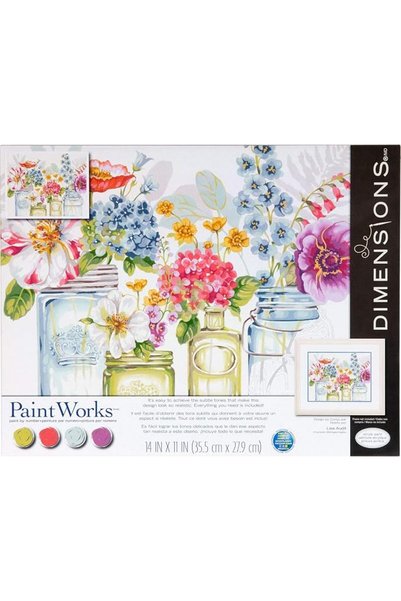 dimensions مجموعة رسم بالأرقام من PaintWorks بتصميم زهور قوس قزح للكبار والأط...