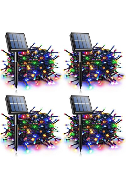 GARDEON Set 4 x Solar Installation 100 LED, 10M, Multicolor, Solar Panel with...