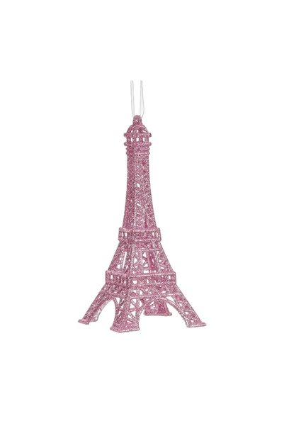 OEM Ornament Brad de Crăciun Turnul Eiffel cu Glitter Roz 6.7x15 cm – Decor F...