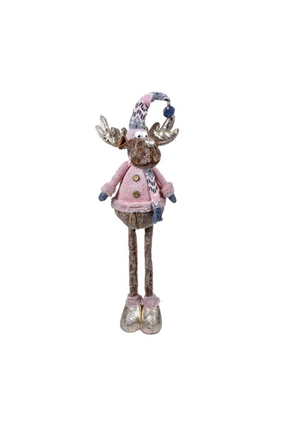 OEM Figura Decorativa de Crăciun Cerb cu Haina Roz Căciulă Fular 97 cm – Deco...