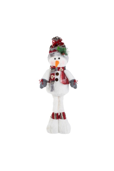 OEM Figurină Decorativa de Crăciun Om de Zăpadă cu Vesta Roșu Gri in Carouri ...