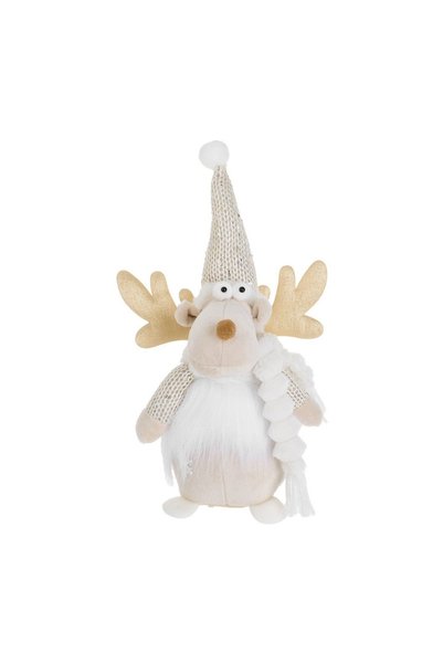 OEM Figurină Decorativa de Crăciun Ren Ecru cu Căciulă Tricotata 28 cm – Deco...