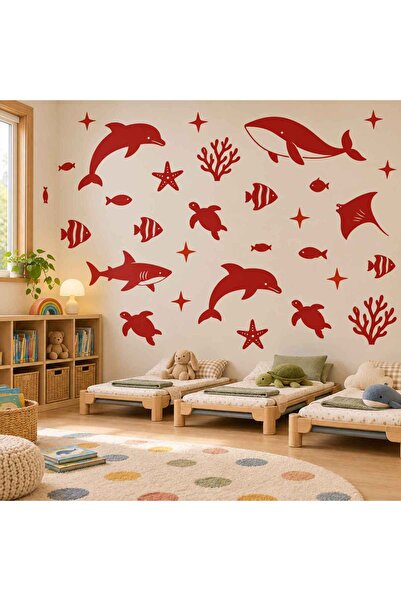 MIGNATIS Sea Creatures Wall Sticker Set - Children's Room Wall Decal - Underwater Themed Wall Decal