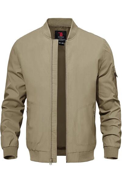 TBMPOY Men's Windproof Bomber Jackets Lightweight Track Jackets Windbreaker O...