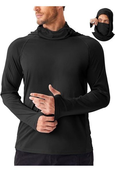 GENERAL PINSPARK Men's Sun Protection Hoodie with Mask UPF 50+ UV Long Sleeve...
