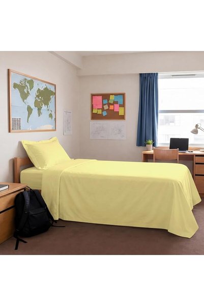 PIZUNA 100% Cotton Single Bed Sheet Set White, 400 Thread Count Luxury Long S...