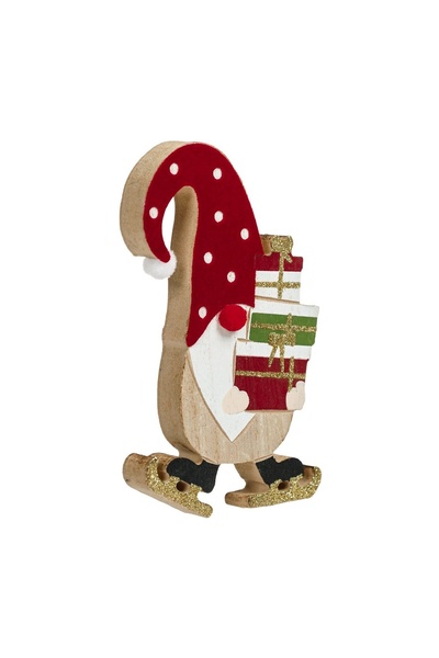 OEM Decorațiune din Lemn de Crăciun Figurină Gnome cu Patine Căciulă Catifela...