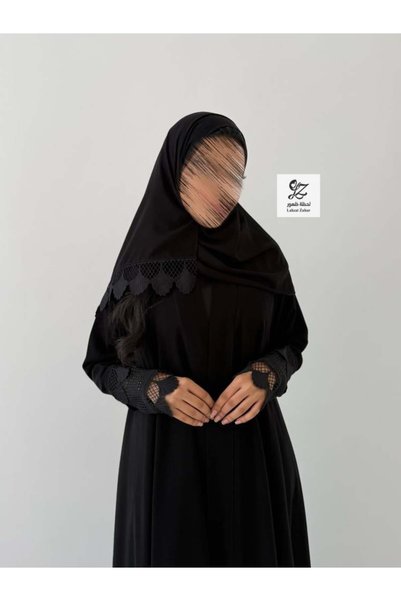 Generic Brand عبايه اسيل دبل كلوش بقماش ملكي اسود فاحم بتدخيل كلفه ب ااكم