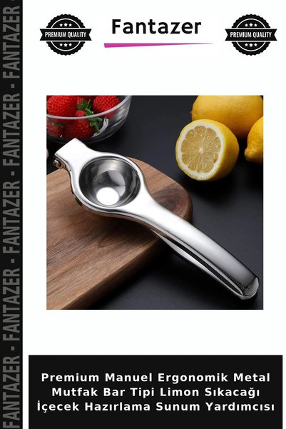 Fantazer Premium Manuel Ergonomik Metal Mutfak Bar Tipi Limon Sıkacağı İçecek Hazırlama Sunum Yardımcısı
